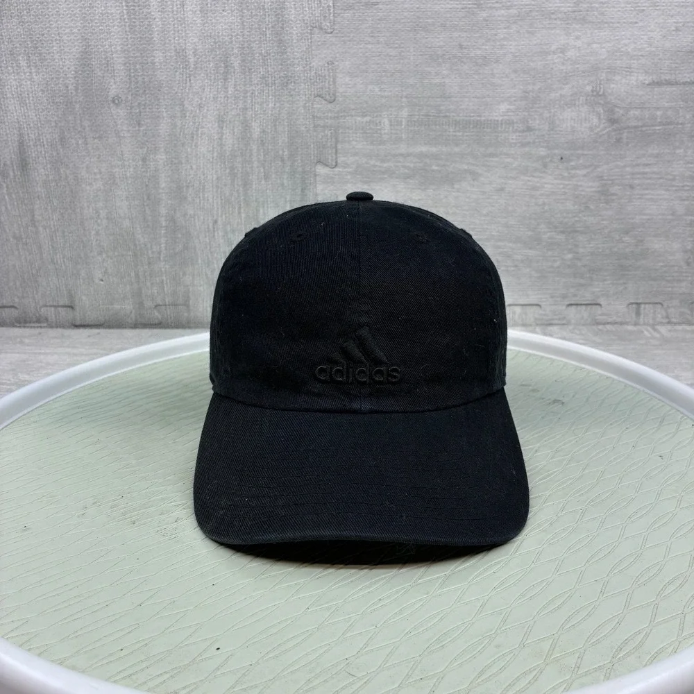 Adidas Hat Cap Mens OSFA Black Cotton Embroidered Logo Adjustable Dad Cap